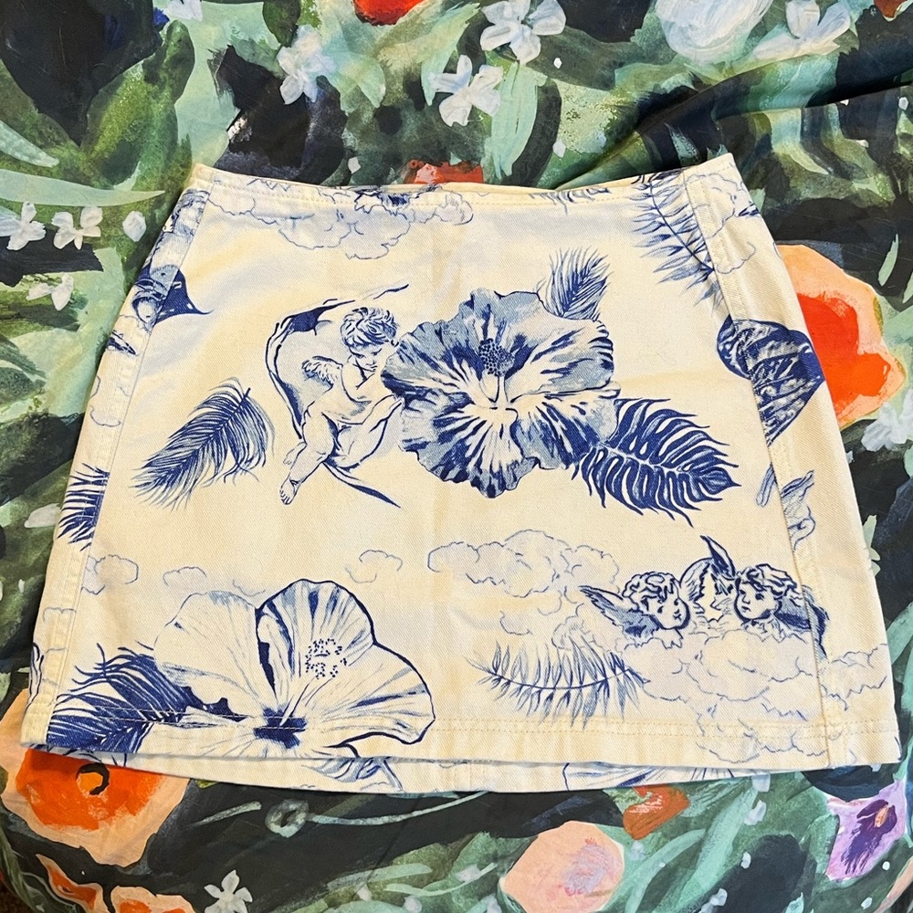 BDG Printed Denim Mini Skirt